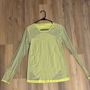 Fabletics Women's Yellow Mesh Long Sleeve Top